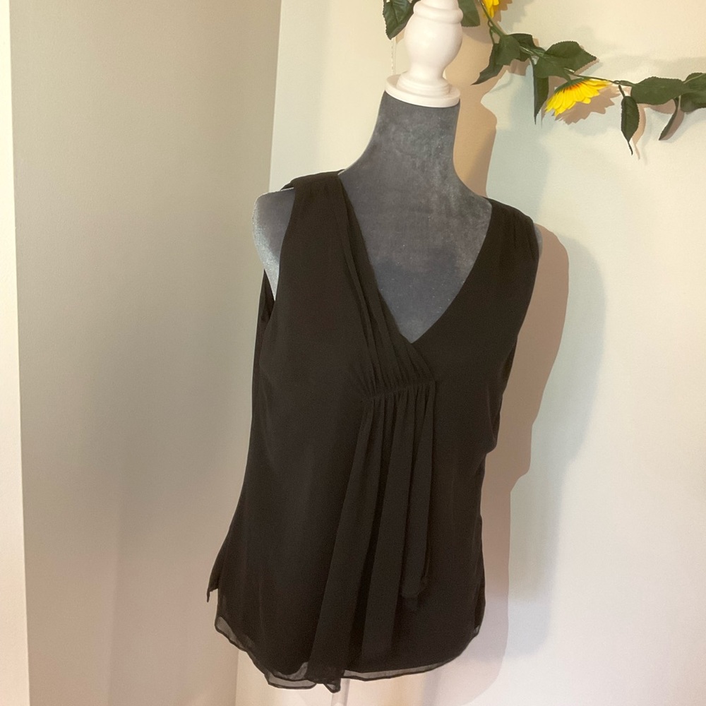 V Neck Sleeveless Tank Coldwater Creek with Cascading Detail and Side Slits